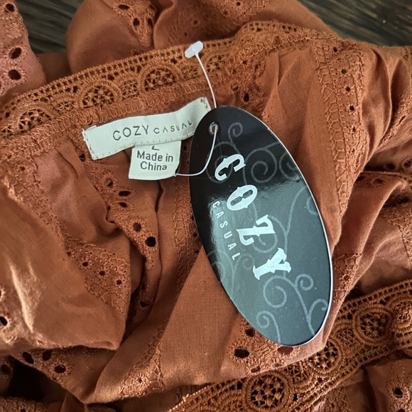 Cozy Casual Rust Cinnamon Eyelet Tank Top Size Large - Picture 6 of 7